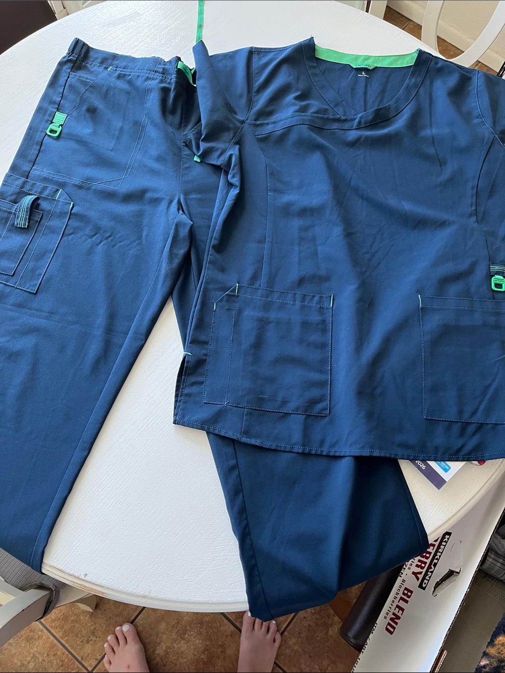 Carhartt Navy Blue  Scrubs Pants and Top green Trim